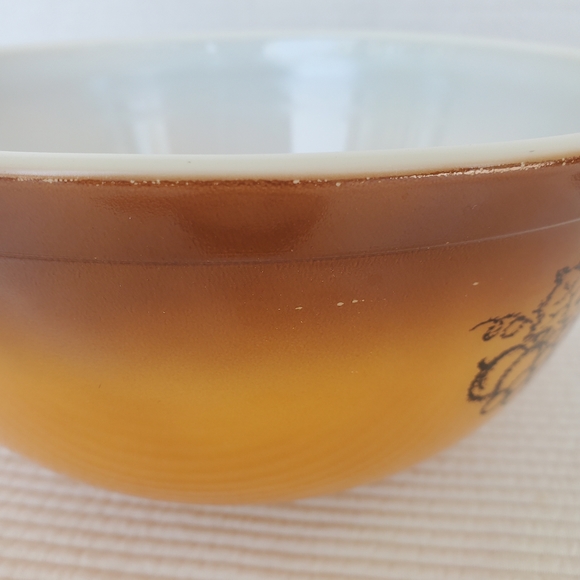 2 Pyrex Old Orchard Mixing 403 402 Bowls Fruit Brown Round 2.5qt 1.5 qt - Picture 16 of 16